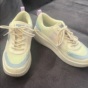 Women's Cream and Blue Sneakers